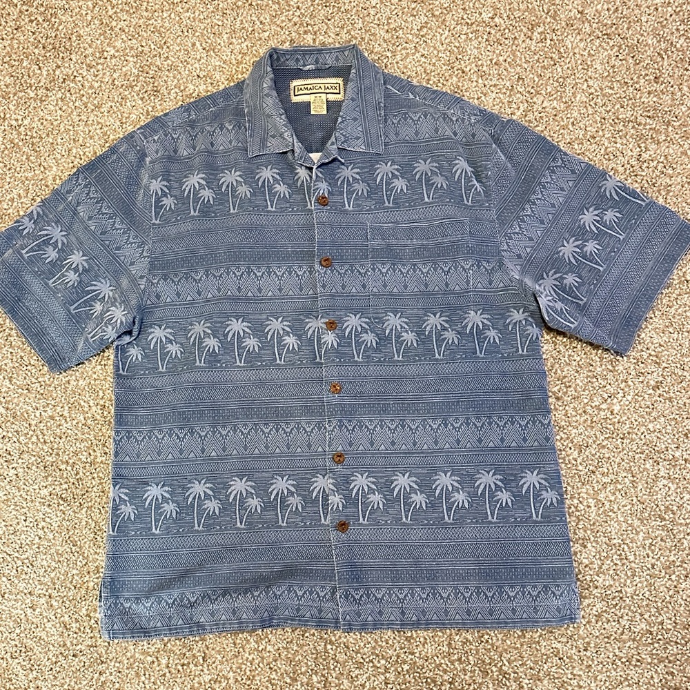 Jamaica Jaxx Blue Palm Tree Silk Men's Shirt